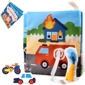 Richgv Baby Books Toys 6-12 Months, Sensory Activity Book Learning Toys Soft Cloth Baby Books Touch and Feel Crinkle Book Infant Stroller Toys