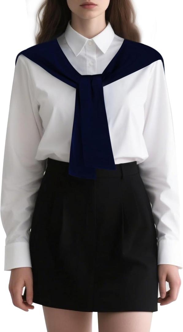 Shawl Wraps for Women Knotted Shawls Travel Casual Scarf Cape Shoulder Tops Fashion (Dark Blue)