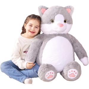 IKASA Giant Cat Stuffed Animal Plush Toy,30" Large Kitten Cute Jumbo Soft Toys, Huge Big Size Fluffy Plushy Fat Oversized Plushie,Gifts for Kids