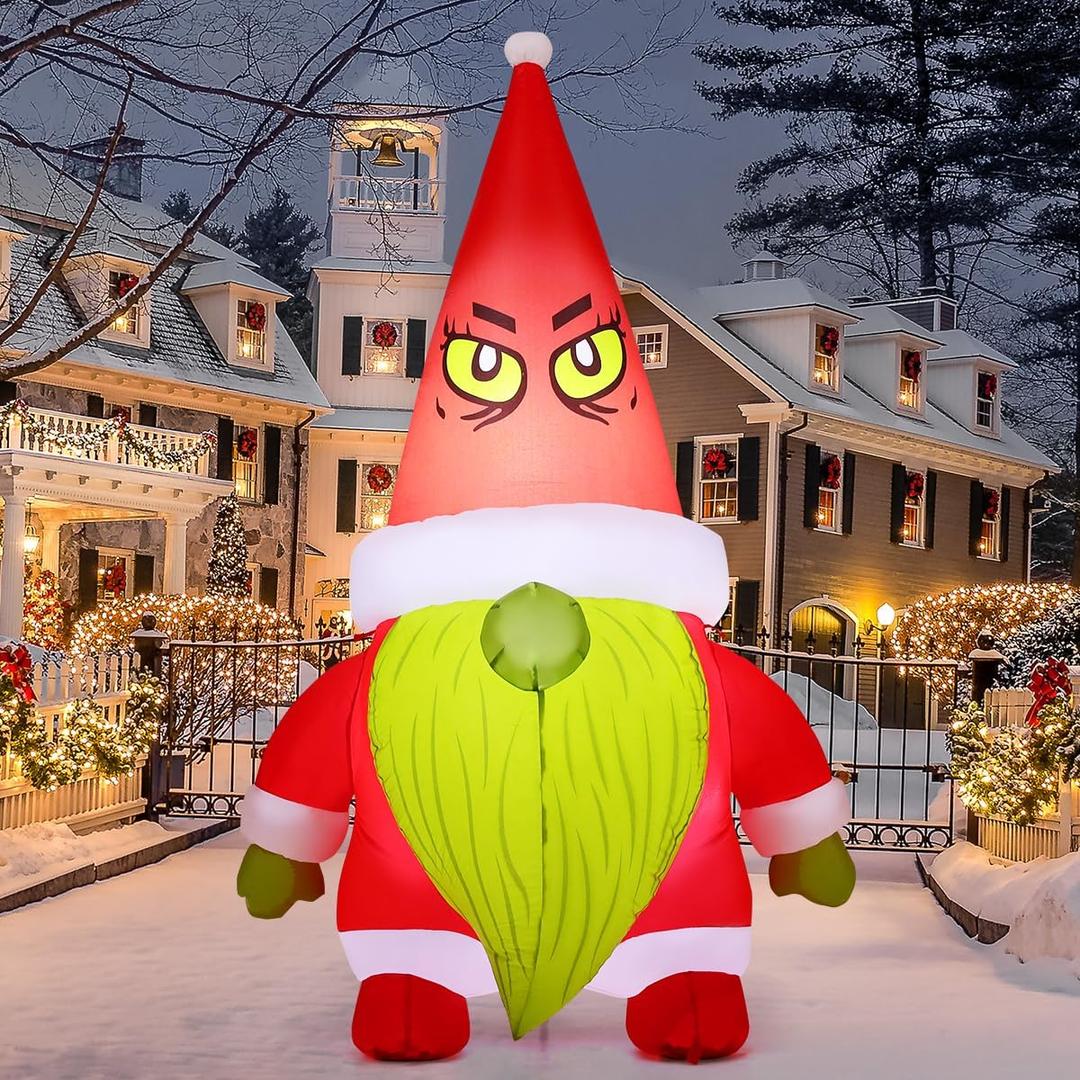 GOOSH 6 FT Christmas Inflatables Gnomes Outdoor Decorations Christmas Blow up with Built-in LEDs for Holiday Party Xmas Yard Garden Lawn Decor