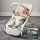 Orzbow Electric Baby Bouncer & Rocker with Innovative Auto Rocking Motion, Adaptable 3-Speed, Smart Tap Sensing, Soothing Sounds, and 3 Recline Positions, 2-in-1 Automatic Baby Rocker Chair, Beige