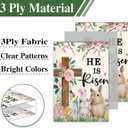 Easter Garden Flags for Outside 12x18 Inch Double Sided He Is Risen Garden Flag Easter Bunny Garden Flag for Outdoor Indoor House Lawn Sign Decor