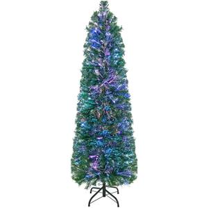 5 FT Pre-Lit Artificial Xmas Tree with Colorful Fiber Optics & 361 PVC Branch Tips