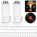 Vodolo Vinyl Record Wall Mount,36 PCS Acrylic Vinyl Record Holder Self Adhesive Clear Vinyl Display Shelf No Drill Vinyl Storage Shelves for Album Covers Display and Home Wall Decoration