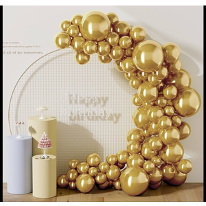 Pack Of 2 DECOCKRAT Metallic Gold Latex Balloons Kit - 110PCS Party Balloons, 12'' Helium Balloon Set with Ribbon, Perfect for DIY, Birthday, Baby Shower, Wedding, Anniversary & Holiday Decoration