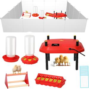 Upgraded Brooder Box for Chick Starter Kit, Chicken Brooder Playpen with 12 * 12inch Brooder Heat Plate, Chicks Feeder & Waterer, Chick Perch Up to 25 Chicks,Duck,Quail