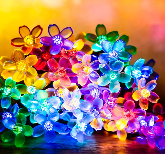 Flower String Lights Indoor Bedroom Easter Decorations,33 FT 100 LED Plug in Decorative Cherry Blossom Soft Crystal Floral Lamp for Christmas Valentine's Day Birthday Hanging Decor (Multicolored)