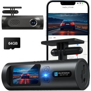 2.5K Dash Cam, Full HD Dash Camera for Cars, 5G Wi-Fi & App Control Car Camera with Super Night Vision, 170Wide Angle, WDR, 24H Parking Mode, Free 64GB Card