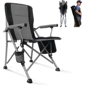 Folding Camping Chair Heavy Duty Portable Outdoor Chairs Supports 330lbs Collapsible Foldable Chair for Outside with Cup Holder&Carry Bag, Folding Lawn Chair for Camp Beach Fishing Sports(Gray), 21.6 inches x 21.6 inches x 36.4 inches