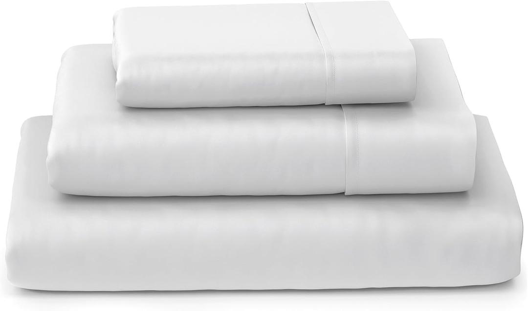 Cosy House Collection Luxury Bamboo Sheets - Blend of Rayon Derived from Bamboo - Cooling & Breathable, Silky Soft, 16-Inch Deep Pockets - 3-Piece Bedding Set - Twin XL, White