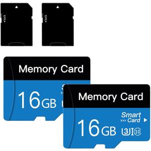 2 Pack 16 GB Micro Memory Card with Adapter, TF Memory Card Class 10, Mini Memory Card for Camera/ Smartphone/ Tablet/ Drone (Blue 16GB*2)