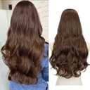 SARLA Clip in U Part Hair Extensions Synthetic Long Wavy Curly Thick Full Head Hairpiece for Women Medium Brown 24 Inch