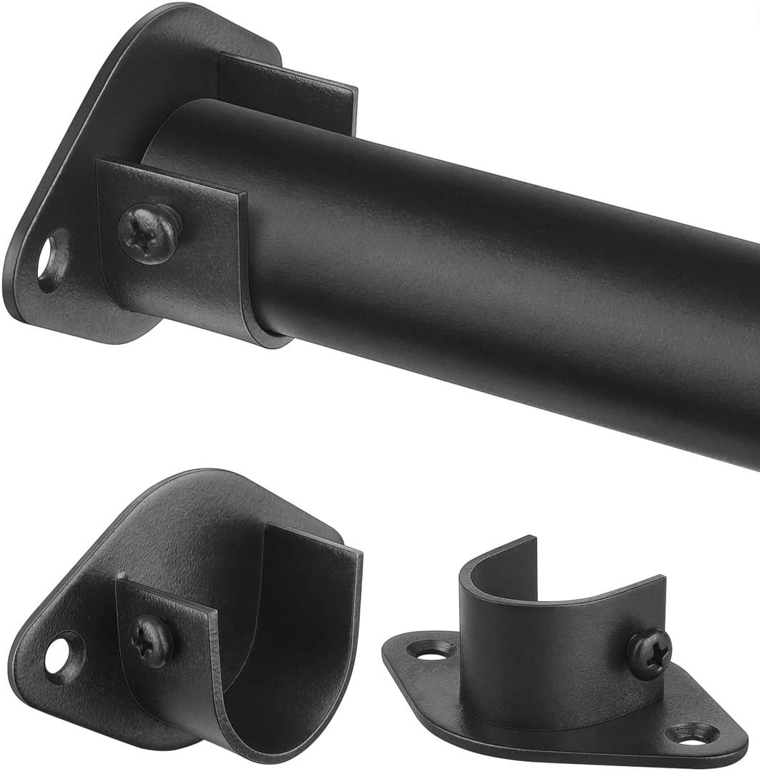 Closet Rod, 17 to 76 Inch Heavy Duty Adjustable Metal Clothing Rack for Hanging Clothes, Closet Poles for Wardrobes, Laundry, Durable Steel, Black