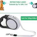 Dual Retractable Dog Leash for Walking 2 Small Dogs(Up to 44 Lbs Each) - Double Headed 16ft Extendable Pet Leash with Poop Bags, Non Slip Grip, One Button Control, 360 Tangle-Free (Gray, Medium)