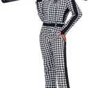 HOTIAN Women One Piece Ski Suits Slim Fit Overalls Jumpsuits Waterproof Winter Outdoor Snowboard Snow Suits (X-Large, 02houndstooth)