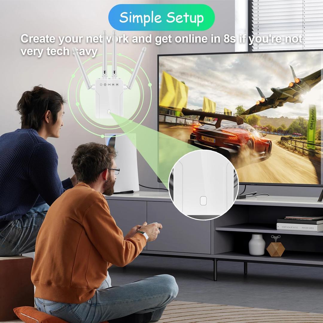 WiFi Extender Signal Booster Hoterneepeater Long Rangovers Up to 45vices and 847q.ft