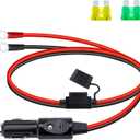 12 AWG Heavy Duty Cigarette Lighter Plug, 3.3 FT Cigarette Lighter Male Plug Adapter Cable with LED Lights and Fuse Box (20 A, 30A), Male Cigarette Lighter Plug, Car Accessories for Inverter, Air Pump