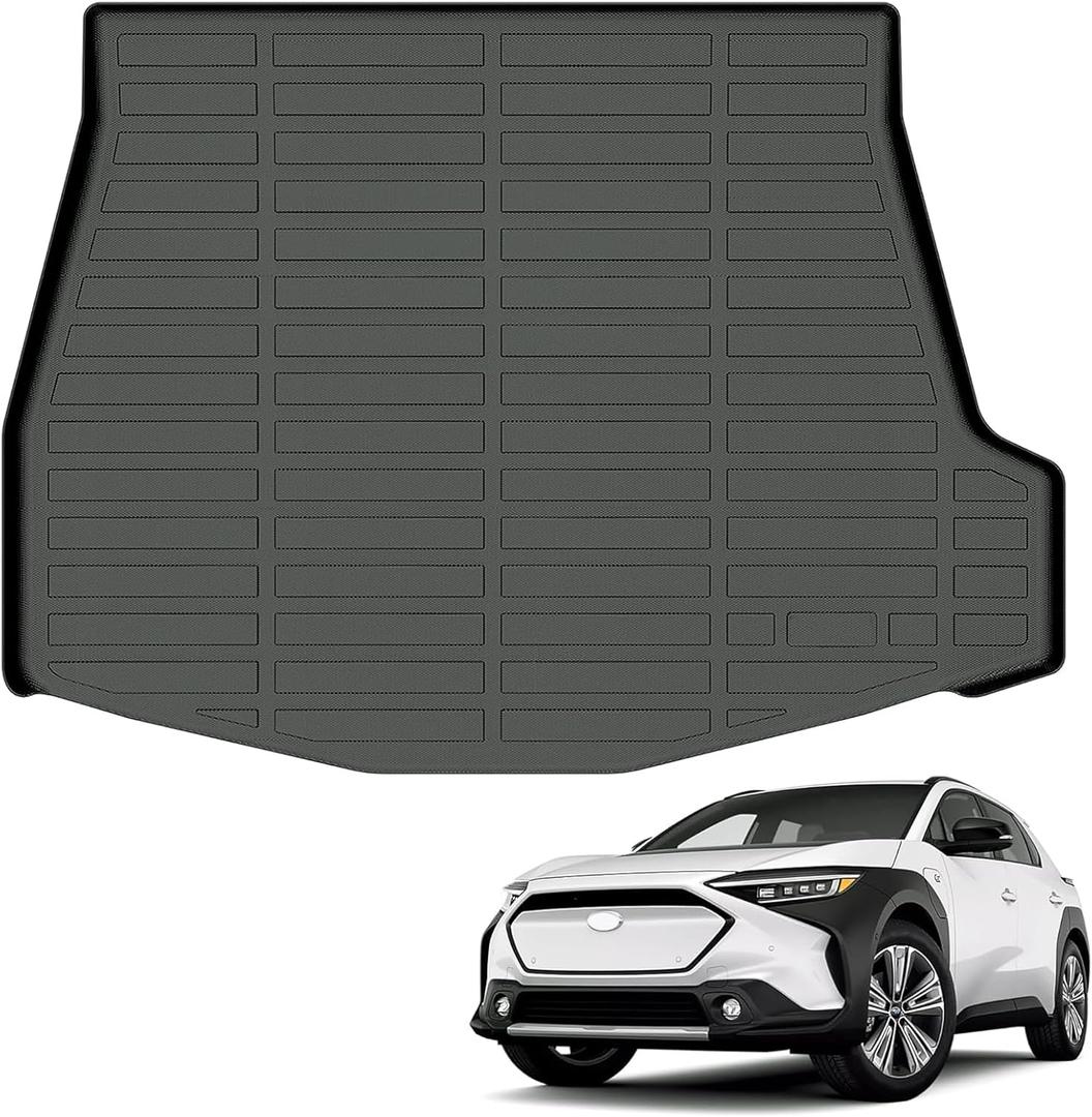 All Weather Cargo Mat Fit for Subaru Solterra 2026 2025 2024 2023 & Toyota BZ4X 2023 2024 2025 TPE Rubber Cargo Liner Solterra Accessories All Season Guard Odorless Anti-Slip Cargo Tray Black