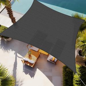 Shade&Beyond 10'x20' Sun Shade Sail Canopy Rectangle, UV Block Breathable Curved Shade Sail Dark Grey for Backyard Garden Deck Outdoor 