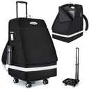 Orzbow Car Seat Carrier for Airport, Folding Car Seat Travel Bag & Cart with 4 Wheels and High Load-Bearing, Padded Gate Check Bag Fits Most Infant Car Seats & Carriers, Easy to Use, Black