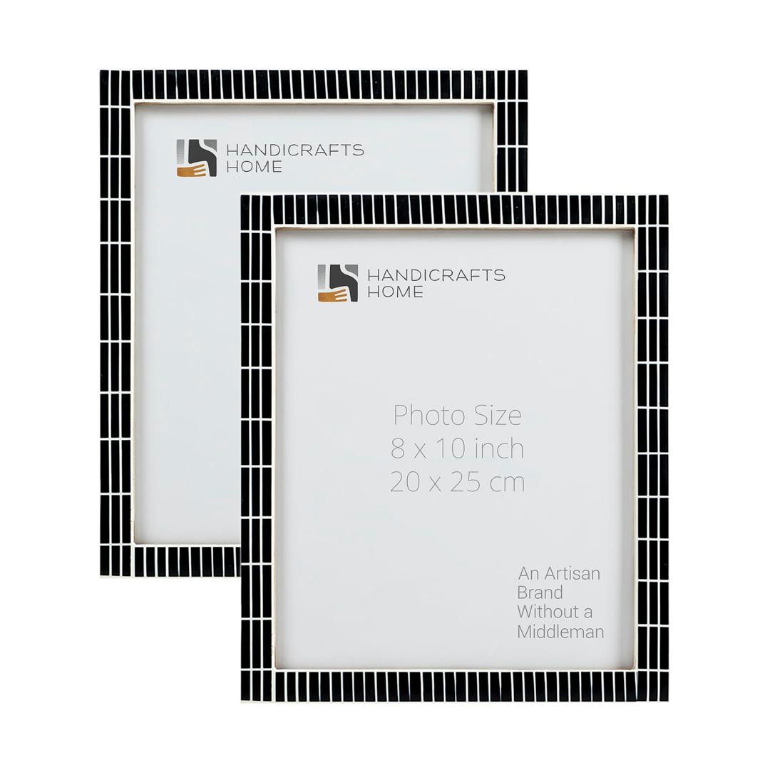Handicrafts Home 8x10 Picture Frames Pack of 2 Manhattan Collection Resin Inlay Photo Frame, Decorative Frames for Wall & Desk, Boho Chic & Vintage Inspired Home Decor, Unique Handmade Photo Display