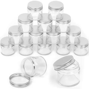 Swpeet 27 Packs 2 oz - 60ML Transparent Glass Jar with Silver Lid Assortment Kit, Round Containers Cosmetic Glass Jars with Lids Travel Jars Cosmetic Containers for Cream, Lotion