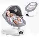 Baby Swing for Infants,Electric Bouncer for Babies,Portable Swing for Baby Boy Girl,Remote Control Indoor Baby Rocker with 5 Sway Speeds,Music and Bluetooth,Deep Gray