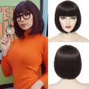 Brown Bob Wig With Bangs Short Dark Brown Bob Wigs For Women Straight Bob Bangs Wig 10 Inch Heat Resistant Synthetic Hair Natural Looking For Daily Party Use
