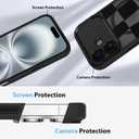 KANGHAR for iPhone 16 Case Checkered Matte Aesthetic Cute Pattern Magnetic [Compatible with Magsafe] Wide Lens Shockproof Full Body Protection for Girls Women -Black