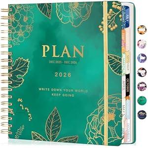 CAGIE 2026 Planner Weekly and Monthly， Jan - Dec 2026 8.3 x 9.3 Inch Hardcover Spiral Bound, 13 Monthly Dividers Tabs, Stickers, Floral Daily Planner​ for Women Perfect 2026 Yearly Calendar Planner​