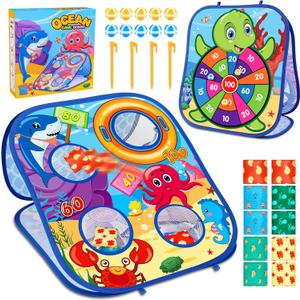 Animal Bean Bag Toss Game Toy Outdoor Toss Game, Family Party Party Supplies for Kids, Gift for Boys Birthday or Christmas for Toddlers Ages 3 4 5 6 Year Old (Ocean)