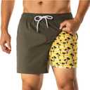 BRISIRA Mens Swim Trunks 5 Inch Compression Liner Beach Swim Shorts Bathing Suit Quick Dry 4-Way Stretch Pockets, Size: Large