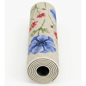Baccessor Welcome Floral Blue Red Flowers Leaves Patriotic 4th of July Doormat Memorial Day Home Decor Low-Profile Switch Door Mat Floor Mat for Indoor Outdoor 17x36 Inch