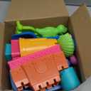 Collapsible Beach Toys for Kids Toddlers, Collapsible Sand Bucket and Shovels Set with Mesh Bag,Travel Sand Castle Building Kit, Sandbox Toys, Foldable Beach Essentials for Toddlers Kids Age 3-10