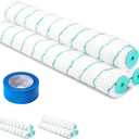 18 Inch Microfiber Paint Roller Covers, 3pcs 3/8" Nap Rollers with A Professional Painters Tape, Large Lint-Free Cover Refills for 18" Frame, Painting Walls, Ceilings, Floors, Garage