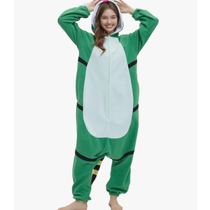 DarkCom Unisex Adult Green Lizard Onesie Halloween Costume One Piece Animal Pajamas Women Men Sleepwear Christmas Pajamas Size S