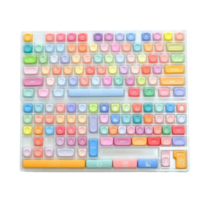 Compatible for KBDiy GMK Red Samurai PBT Keycaps KOA Profile 130 Keys Five-Sided Sublimation Similar MOA for Mechanical Keyboard(Gummy Bears-KR)