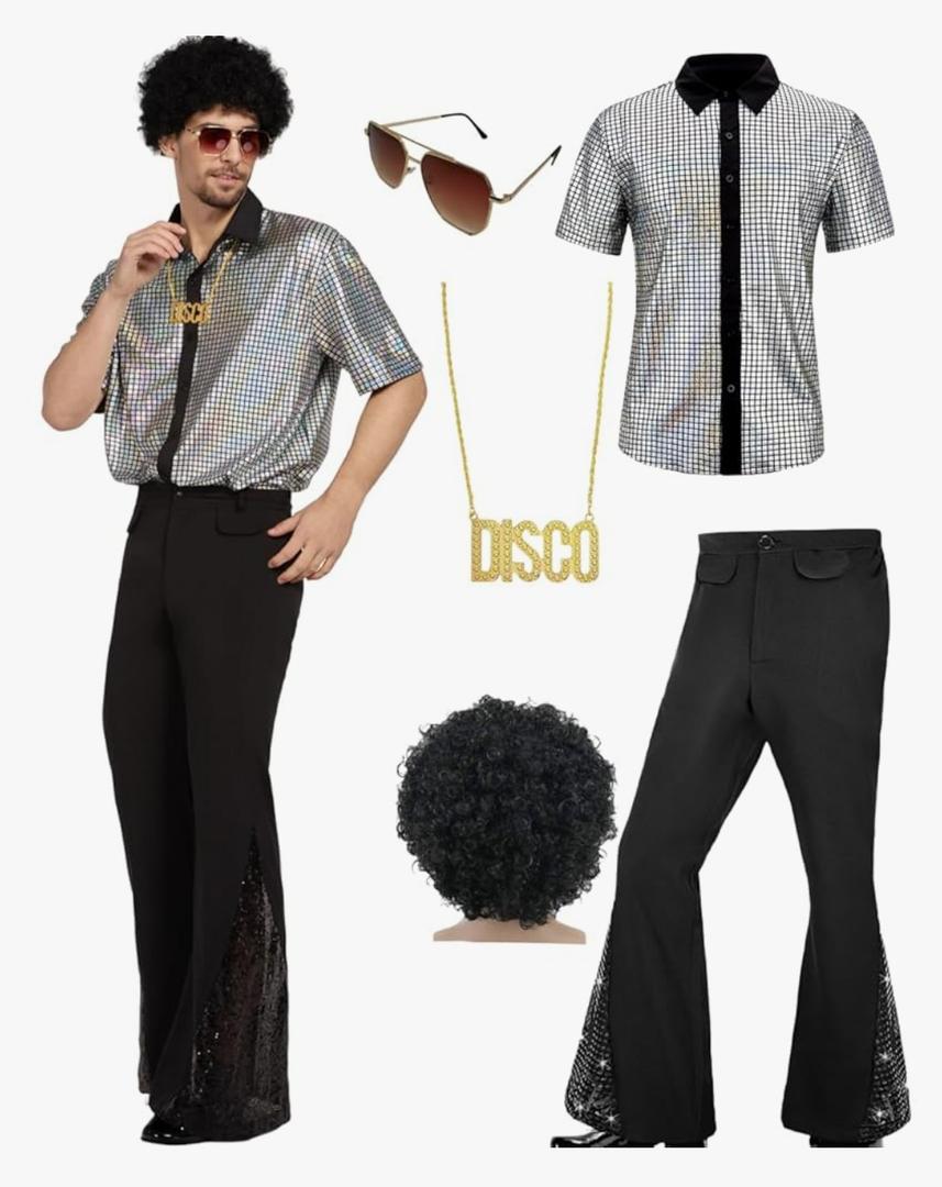 Mens 70's Disco Outfit Retro 70s Mens Costume for Adults Perfect 70's Theme Clothes for Parties Large