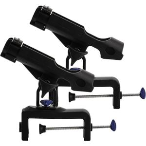 ZENFUN 2 Pack Fishing Boat Rods Holder, 360 Degree Rotation Adjustable Fishing Rods Racks, Large Clamp Opening Folding Rod Holder for Canoe, Kayaks, Easy Installation, Bonus Screws