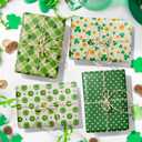NinkyNonk 12 Sheets Retro Shamrock Gifts Wrapping Paper, 20 x 27in Watercolor Clover Plaids Coins Patterns Gift Wrap Paper for St. Patrick's Day Irish Party Supplies