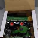 Remote Control Tractor Toy with Trailer | Metal Front & Front Loader Farm Vehicle Set with Lights & 8-Wheel Design, RC Tractor Truck for Boys & Girls Ages 3-9, Fun Farm Toy Gift for Toddlers & Kids (Green)