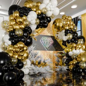 White Black And Gold Party Balloons 35Pcs