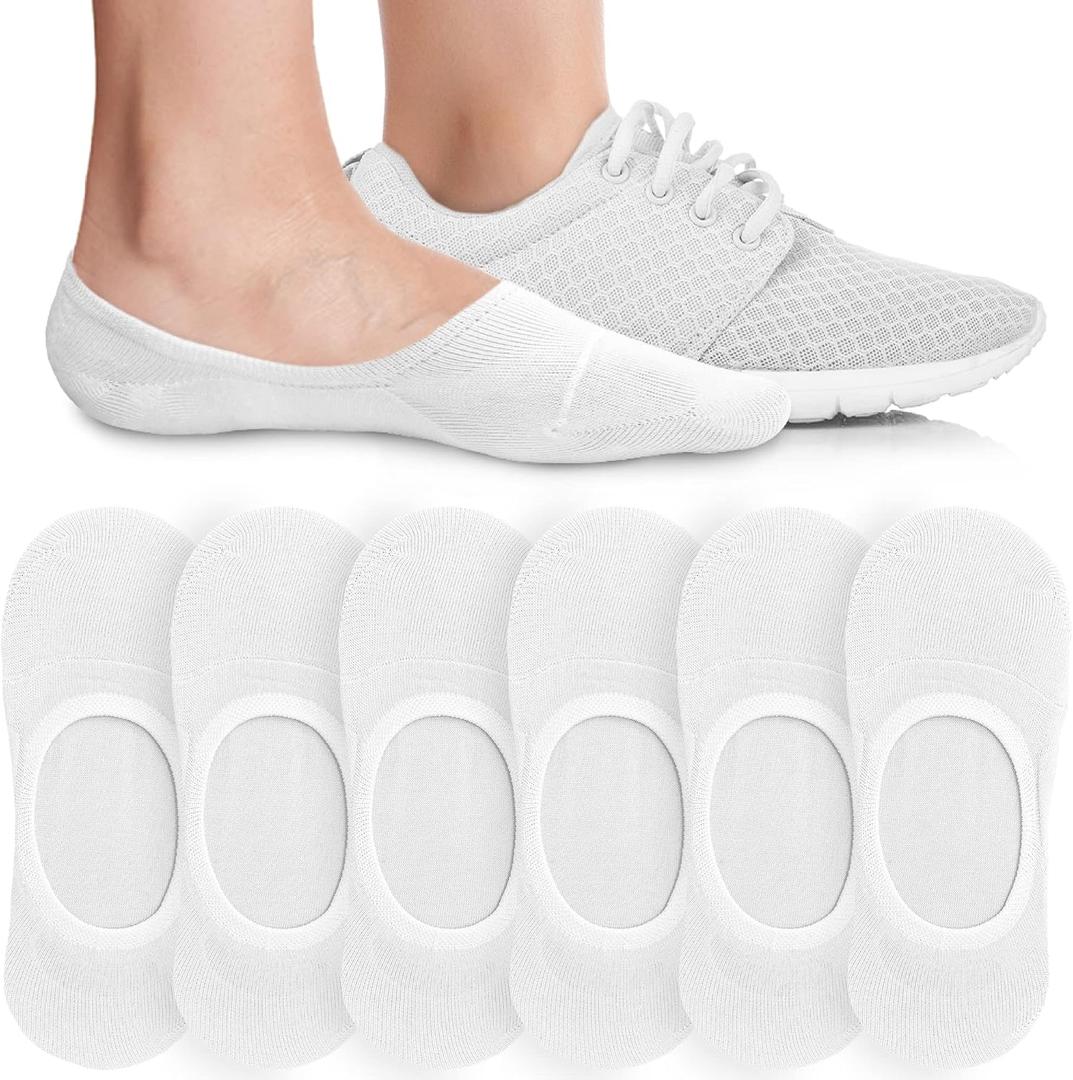 Eedor No Show Socks Womens Invisible Liner, Non Slip & Low Cut, Casual & Formal Wear, Soft & Stretchable (White)