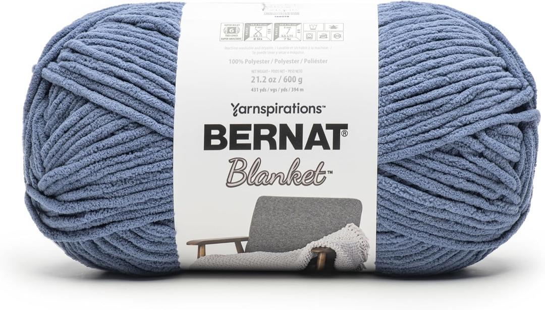Bernat Blanket 600g Blue Bayou Yarn - 1 Pack of 600g / 21.2oz - 100% Polyester - #6 Super Bulky - 431Yards - Knitting/Crochet