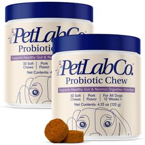 PetLab Co. Probiotics for Dogs, Support Gut Health, Occasional Diarrhea, Digestive Health & Seasonal Allergies - Pork Flavor - 30 Soft Chews - Packaging May Vary (Value 2-Pack)