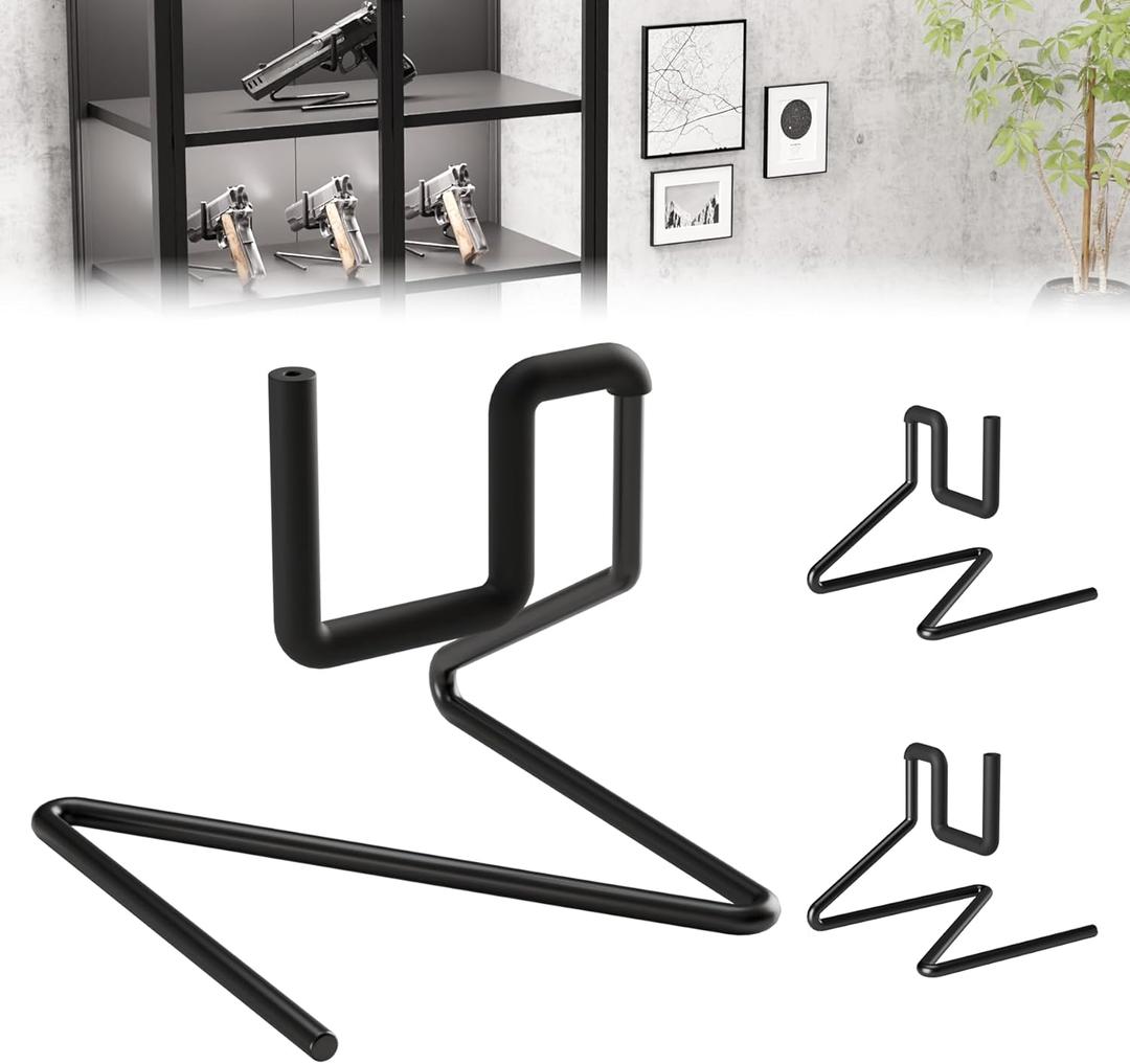 Pistol Display Stand - Rubber-Wrap Handgun Display Holder, Revolver Display Stand for Safe, Cabinet and Nightstand, Pistol Display Rack, Pistol Stand for Handguns, Gun Holder Stand (3 PCS)