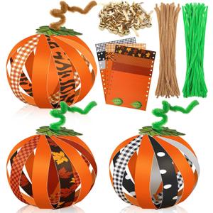 Epakh 45 Pcs Paper Strip Fall Pumpkin Craft Kit - Thanksgiving Gratitude Pumpkin Thankful Crafts Halloween DIY Paper Strip Art for Autumn Holiday Religious School Classroom Activities Party Decor