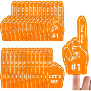 Sinmoe 24 Pcs Mini Foam Finger Baseball Fan Mini Foam Finger, We're #1 Sports Themed Party Supplies for Baseball Hockey Football Basketball Events Team Gifts(Orange)