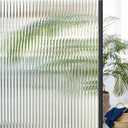 Coavas Reeded Glass Window Privacy Film, 3D Fluted Frosted Decorative Window Film, Self Adhesive Privacy Cover, UV Blocking for Bathroom Bedroom Door, 23.6x118.1 in, Translucent