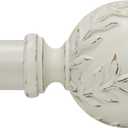 Curtain Rod for Windows 66 to 120 Inches: 1 Inch Heavy-Duty Adjustable Decorative Curtain Rod With Rustic Leaf Finials for Bedroom & Living Room White